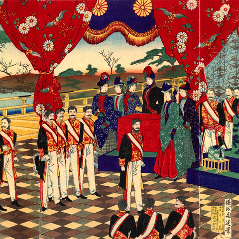 Meiji Constitution promulgation by Toyohara Chikanobu, 1889.