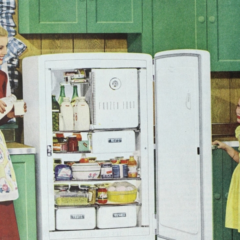 A refrigerator advertisement in The Ladies Home Journal, 1948.