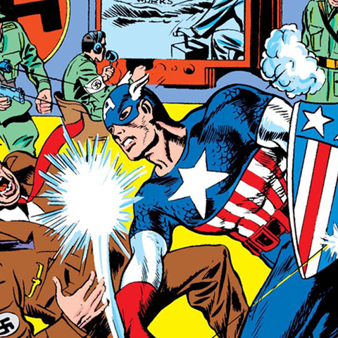 Captain America punching Hitler