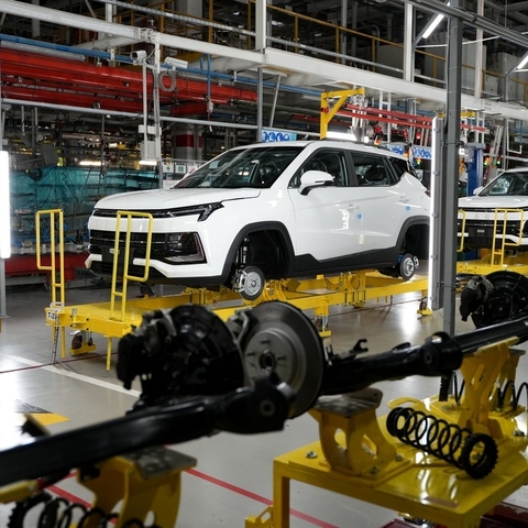 Moskvitch 3 vehicles roll off the assembly line at JSC Moscow Automobile Plant Moskvitch, 2022.