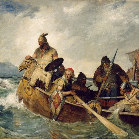 The Norwegians Land in Iceland 872 by Oscar Wergeland (1877).
