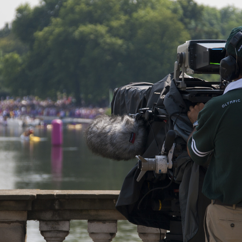 Olympic Broadcasting Services covering the men's 10 kilometre marathon swim at the 2012 Olympic Games.