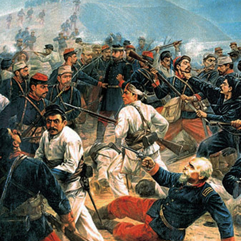 men fighting a battle