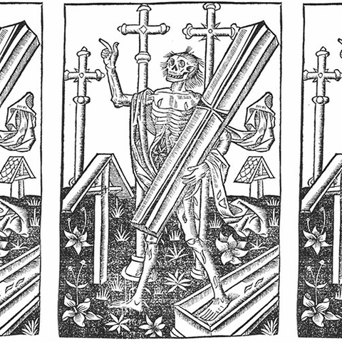 a corpse rising from the grave