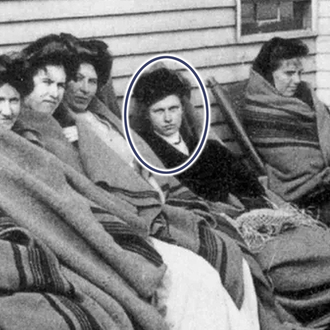 Mary Mallon and other women sitting outside in chairs at a hospital. The women have blankets wrapped around them.