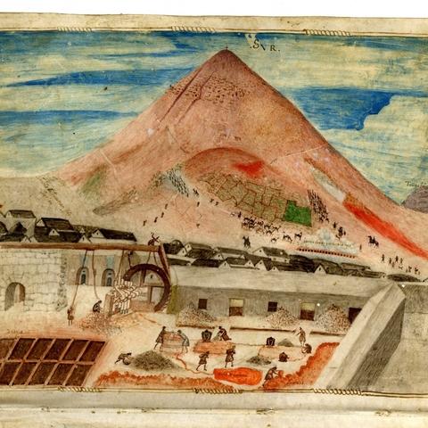 Cerro Rico of Potosí, c.1603. Courtesy Hispanic Society of America