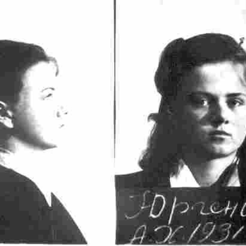 Mugshot of Aili Jürgenson taken at the time of her arrest,1946.