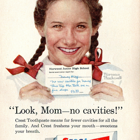 An advertisement for Crest tooth paste from 1958.