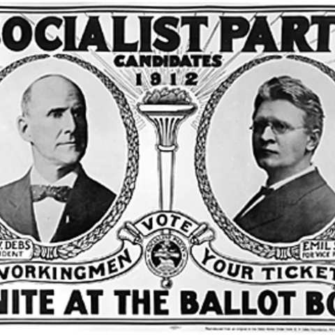 A 1912 campaign poster for the Socialist Party Presidential candidates.