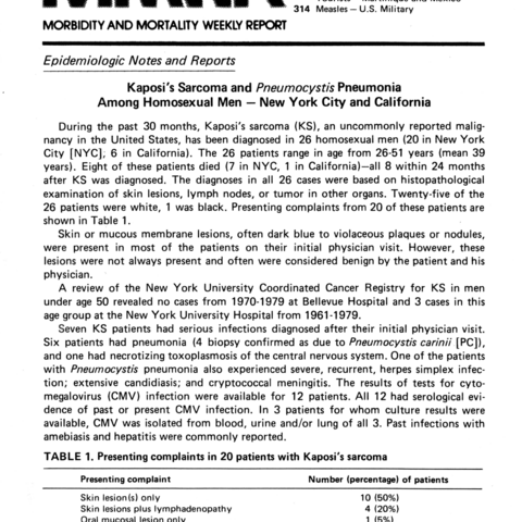 A cover page of the Centers for Disease Control’s Morbidity and Mortality Weekly Report.