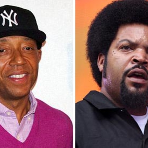 Record producer Russell Simmons and rapper Ice Cube.