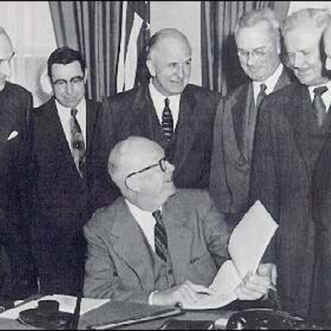 President Dwight D. Eisenhower discussing plans for the interstate highway in 1955.