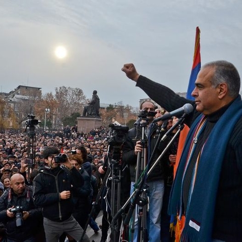 Raffi Hovannisian in Yerevan’s Freedom Square in 2013.