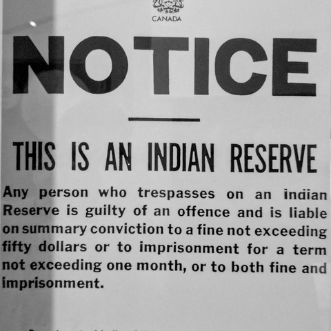 An 1890 Department of Indian Affairs sign.