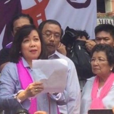 The former Chief Justice Maria Lourdes Sereno speaking.