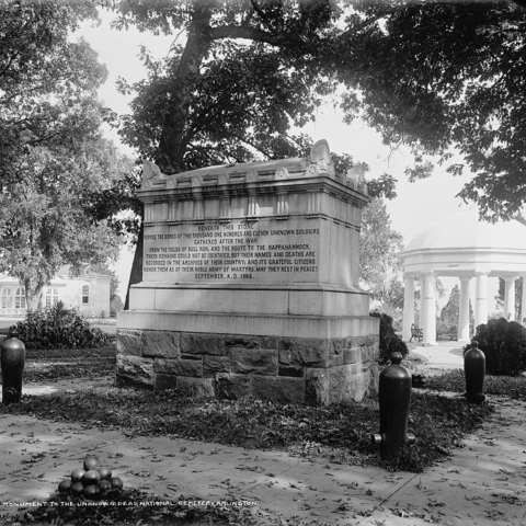 The Monument to the Unknown Dead at National Cemetery, Arlington around 1900.