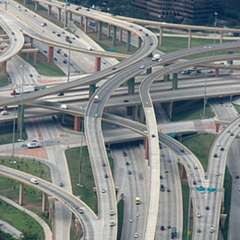 The High Five Interchange in Dallas, Texas.