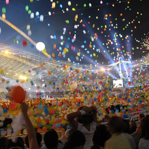 A celebration during the closing ceremony for the 2004 Summer Olympics.
