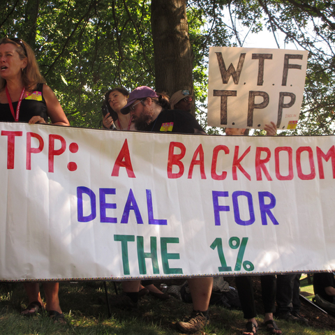 A 2012 protest against the Trans-Pacific Partnership.