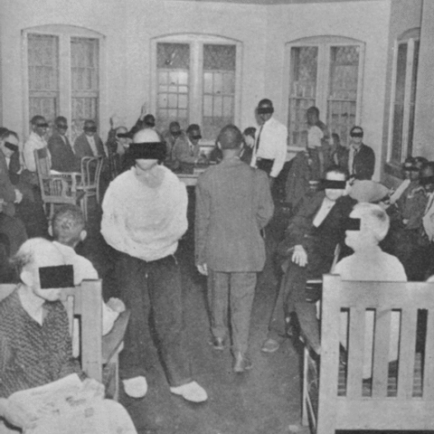 One of the images in Albert Deutsch’s The Shame of the States of an overcrowded day-room in a Manhattan asylum.