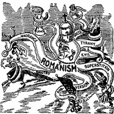 Anti-Catholic cartoon depicting the church and pope as a malevolent octopus.