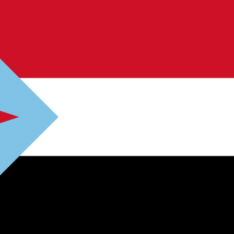 The flag of South Yemen used today by the political party al-Hirak.