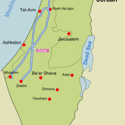 Map of national water carrier of Israel.