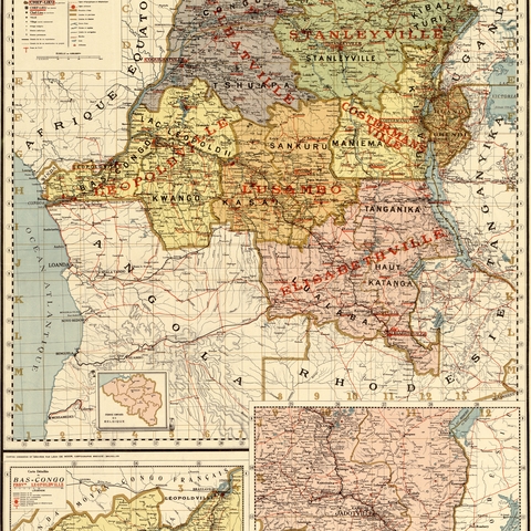 A map of the Congo Free State.