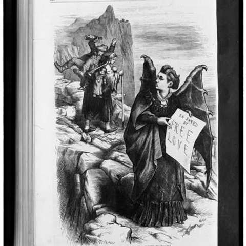 Harper’s Weekly cartoon in 1872 depicting Victoria Clafin Woodhull.
