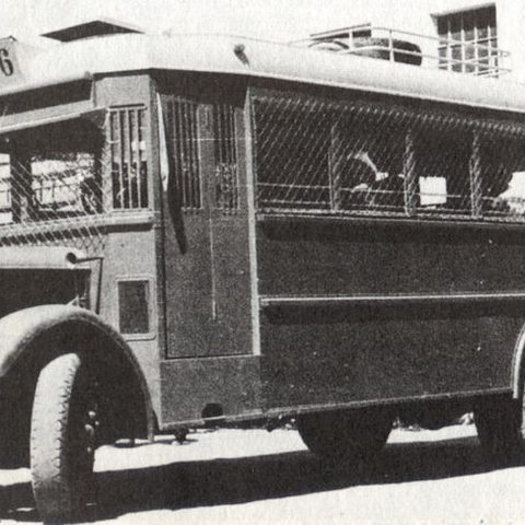 A Jewish bus equipped to protect municipal riders during the 1936-1939 Arab Revolt