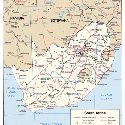 Map of South Africa, 2005