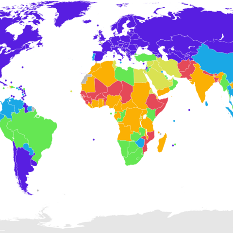 Map showing the literacy rates of countries around the world, including Zimbabwe, which has the highest adult literacy rate in Africa