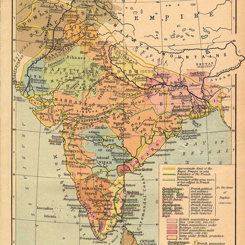 Map of India in the 18th century