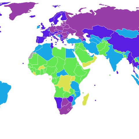 Global Map showing population growth rate by country. Figures are by percent growth