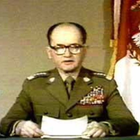 Polish Military Leader (1969-1985) Wojciech Jaruzelski declaring Marshall Law in Poland in 1981  