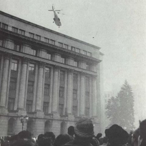 Romanian Leader Nikolai Ceaucescu fleeing during the 1989 Romanian Revolution  