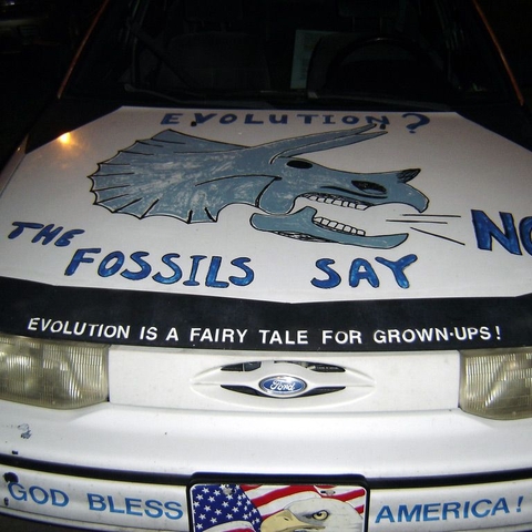 A car decorated with Creationist materials, Athens Georgia A car decorated with Creationist materials, Athens Georgia