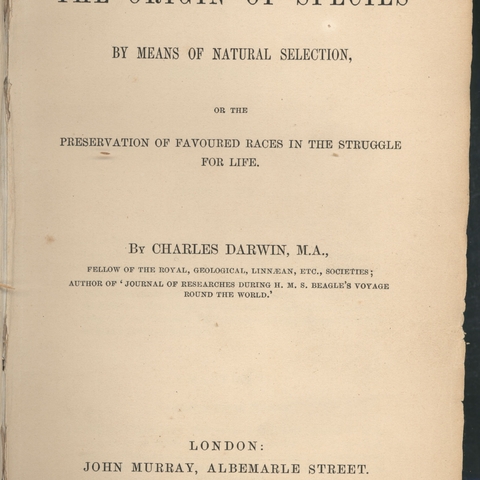 Title Page of On the Origin of Species, 1859