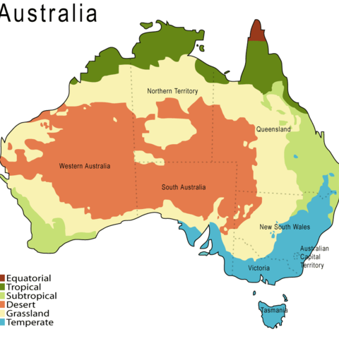 A Climate Map of Australia based on the Australian Bureau of Meterology