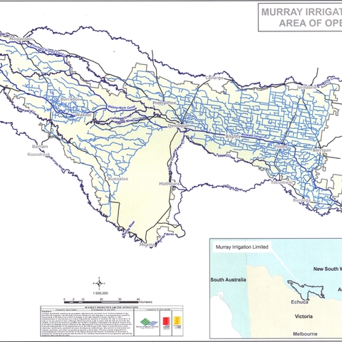 Map of Irrigation networks in one part of the River Murray Area