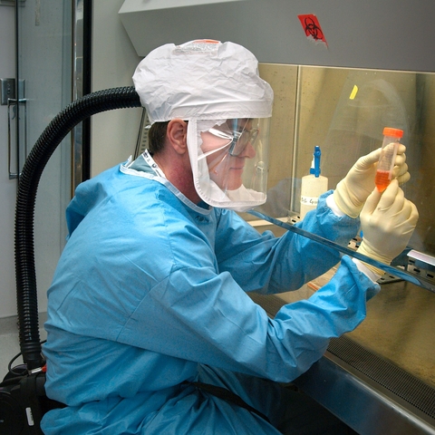 The CDC's Terrence Tumpey working with reconstructed 1918 Pandemic Influenza Virus, 2005