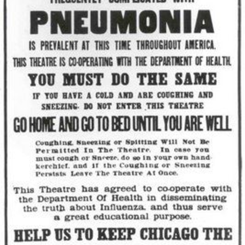 Chicago Public Health Poster outlining flu regulations during the 1918-1919 pandemic