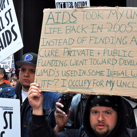 ACT UP and Occupy Wall Street protestors in 2012.