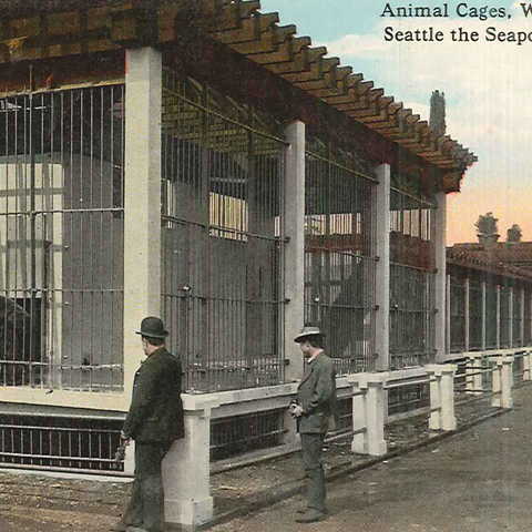 Animal cages at the Woodland Park Zoo in Seattle, Washington.