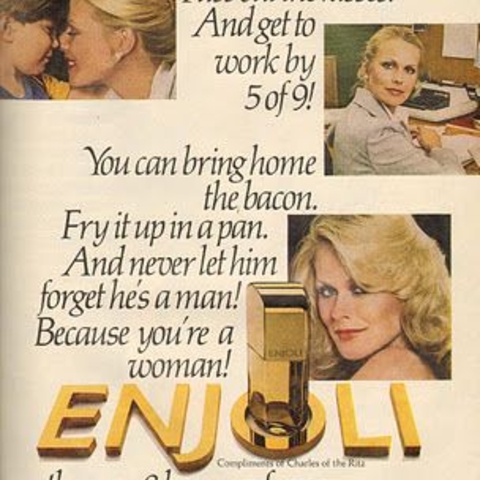 A 1978 advertisement for Enjoli perfume in Vogue.