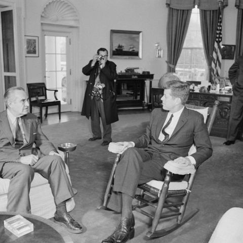 President Kennedy and Averell Harriman meeting in the Oval Office.