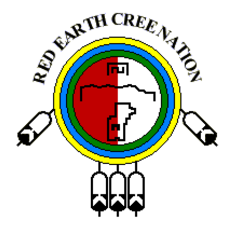 The flag of the Bandera Red Earth Cree.