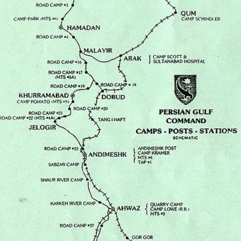 Persian Gulf Command map depicting the 'Persian Corridor.'
