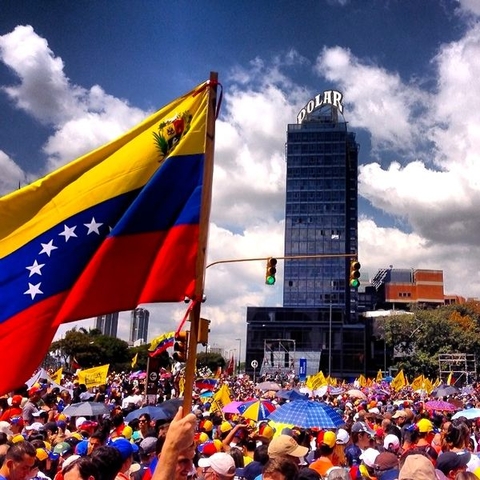 A 2014 protest in Caracas, Venezuela against the government.