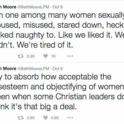 Two Tweets from Beth Moore in October 2016.